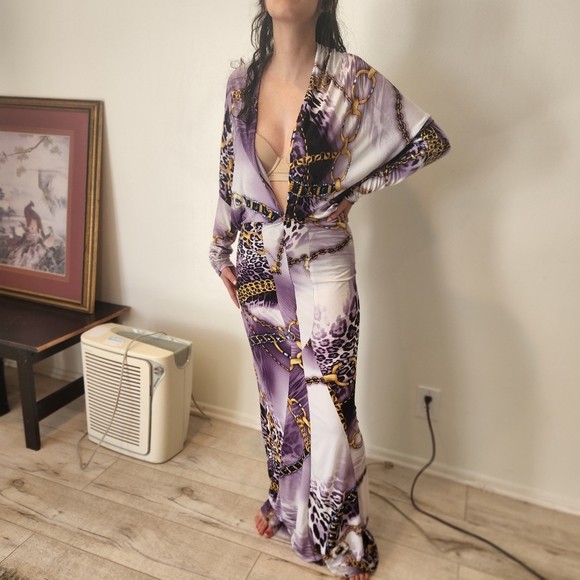 Gorgeous Draped Maxi Print Dress - Picture 3 of 4